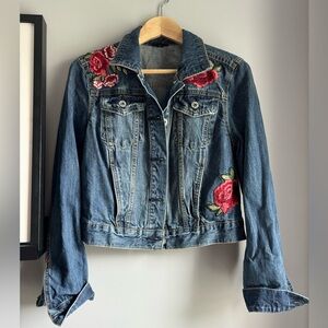 Boho embroidered denim jean jacket